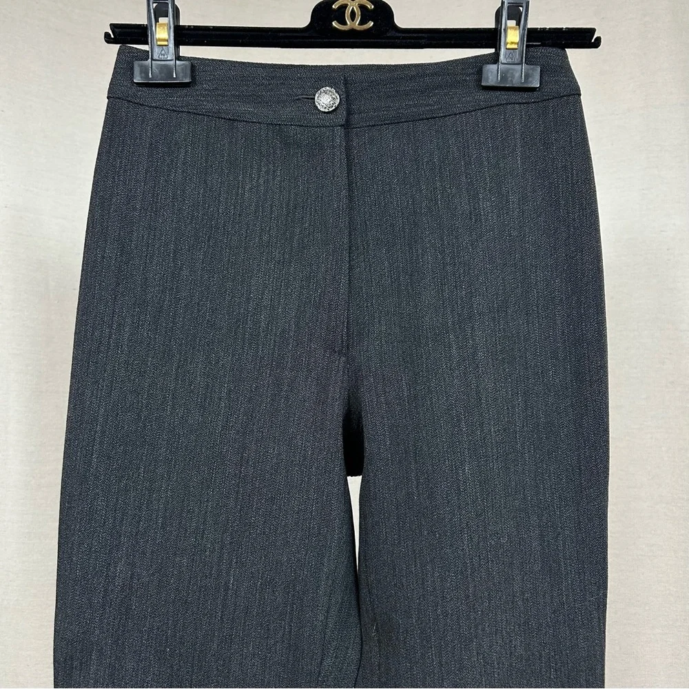 CHANEL Authentic Vintage Wool Grey Pants Trousers S